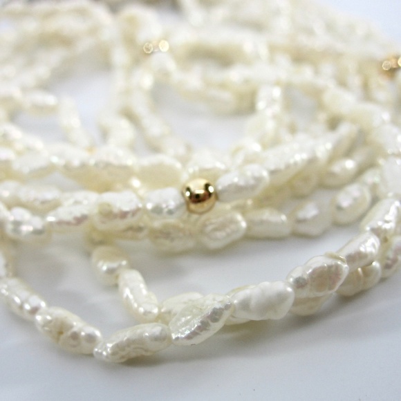 Freshwater Pearl Necklace, Multi Strands, White - Picture 4 of 9